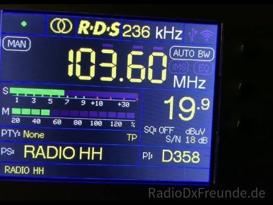 FM Empfang von Radio Hamburg indoor in Velbert mit TEF 6686