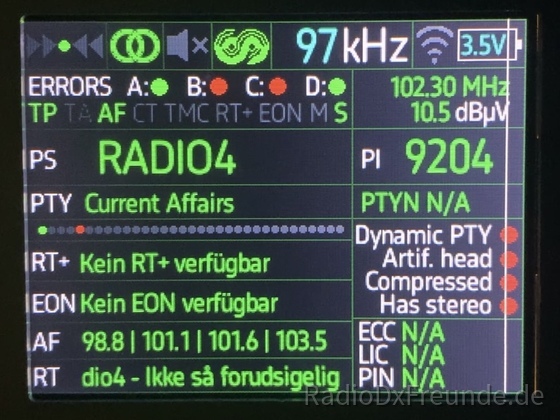 FM Empfang v. Radio4 a. Dänemark in Tönisheide-Mitte